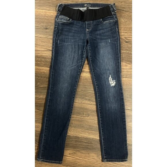 Kut From The Kloth Maternity Jeans Size 2 Skinny Dark Wash Blue Denim distressed - Picture 1 of 11